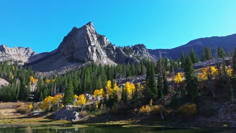 beautiful fall landscape and rocky mountains at lake blanche in big cottonwood canyon utah