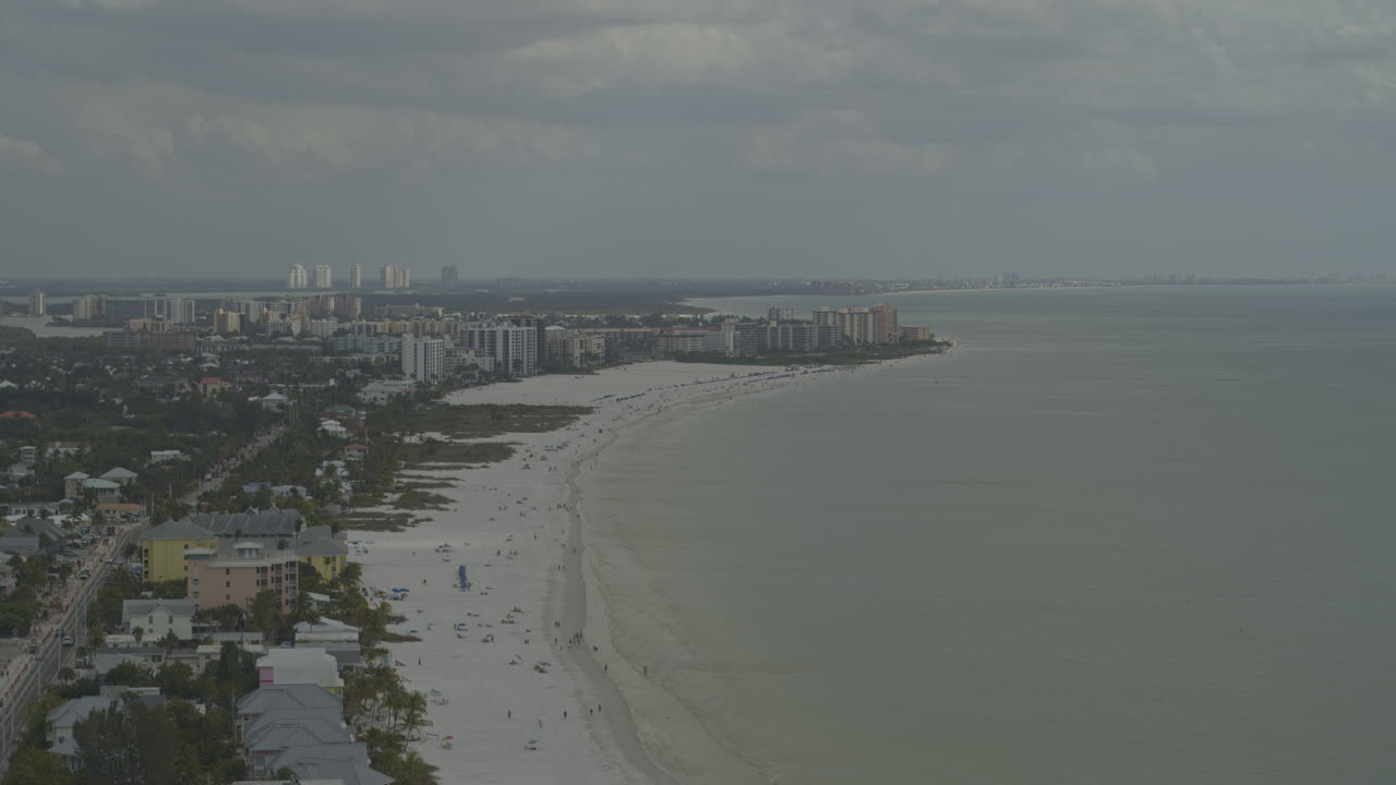 Fort Myers Beach Florida Aerial v3 steady panning view from the shoreline to the cityscape - DJI Inspire 2, X7, 6k - March 2020