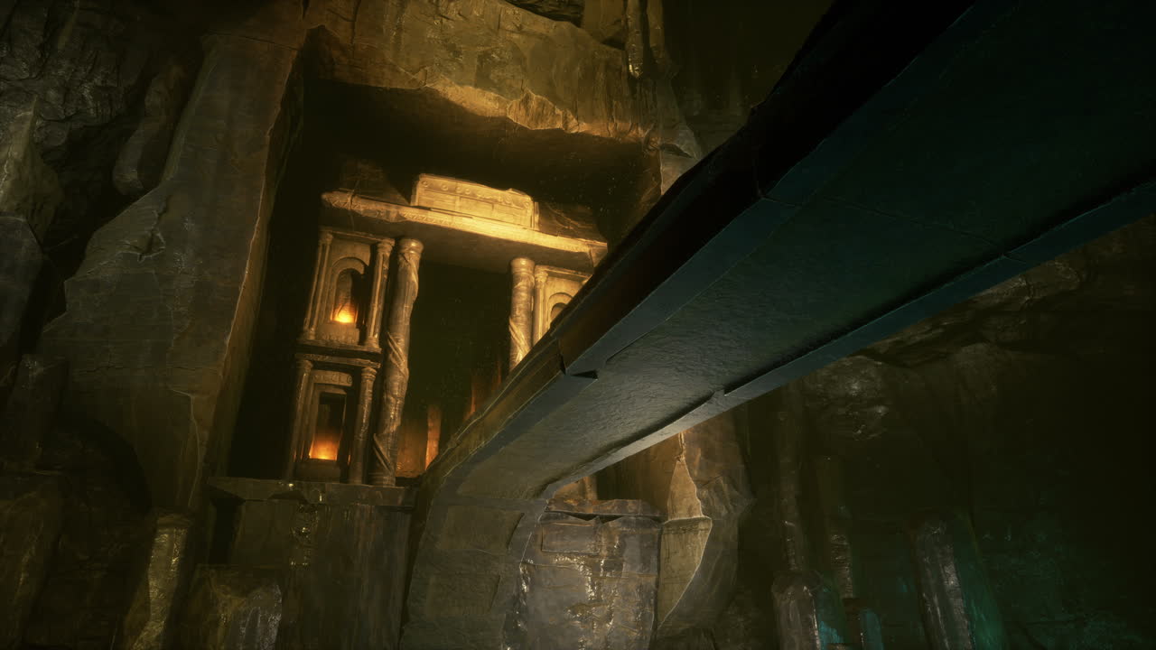 viejo puente de piedra dentro de una cueva grande