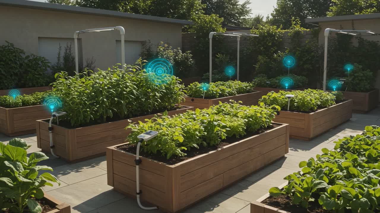 Innovative Smart Garden Features Advanced Irrigation Systems and Digital Technology to Enhance Plant Growth and Optimize Water Usage for Sustainable Agriculture