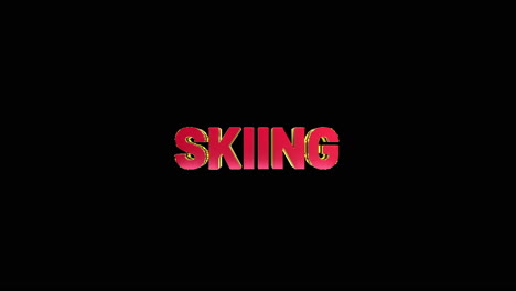 a smooth and high quality, red and gold 3d sport text reveal "skiing