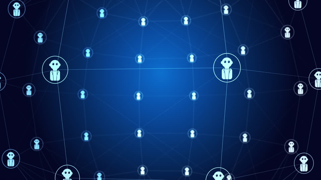 Animation of ai text and icon, data processing over blue background