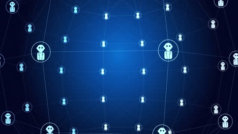 animación de todo el texto y el icono, procesamiento de datos sobre fondo azul