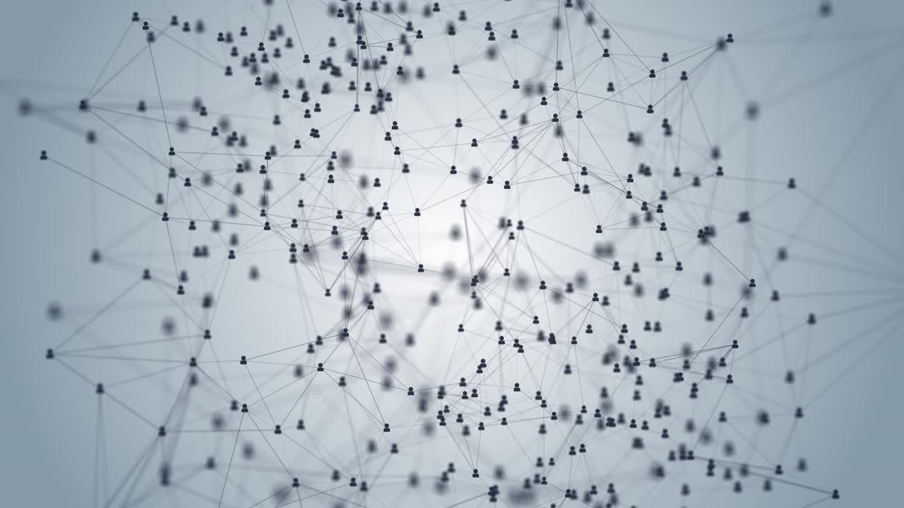 Abstract 4k loop digital connection moving dots and lines technology background network connection