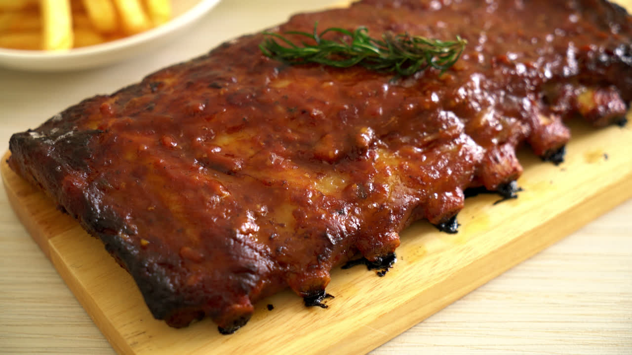 Grilled and barbecue ribs pork with BBQ sauce-3