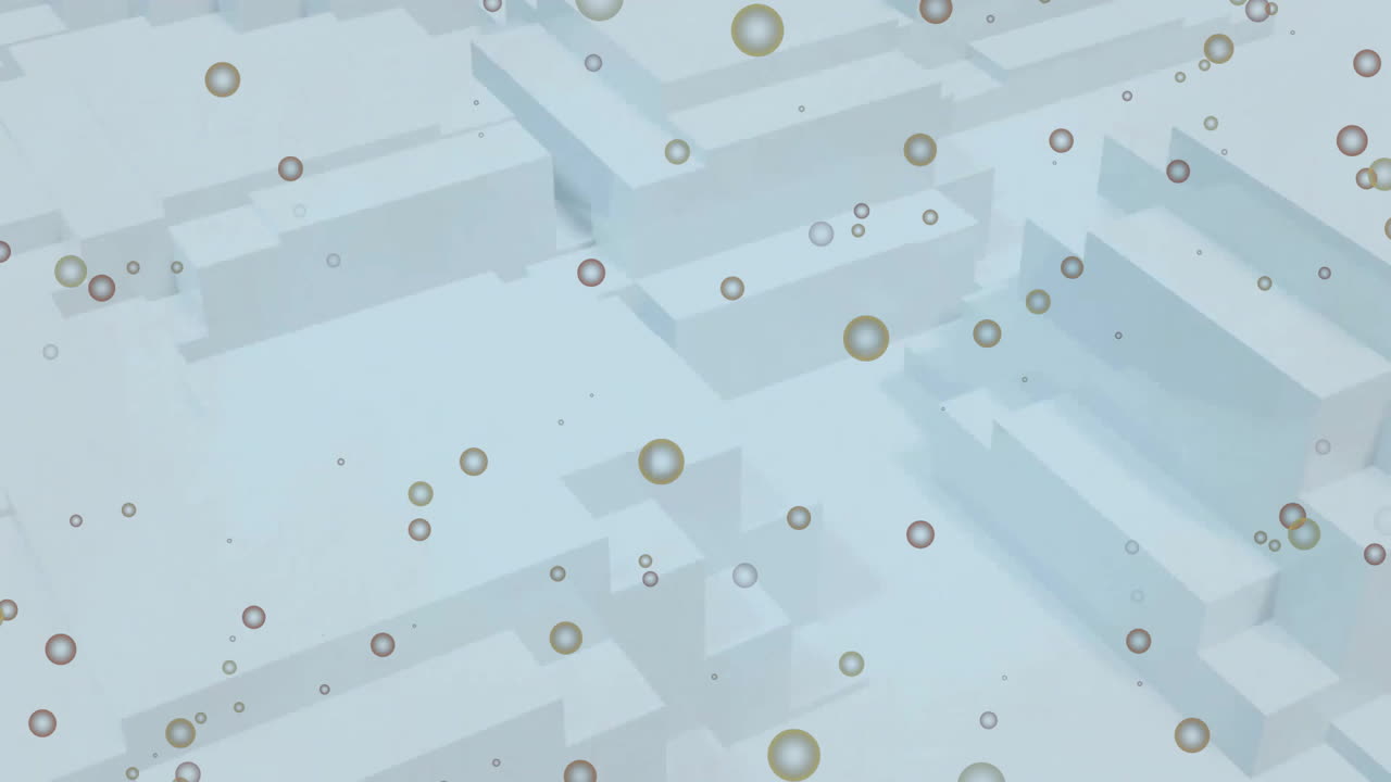 파란색 배경에서 움직이는 점과 추상적인 모양의 애니메이션