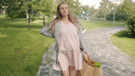pregnant woman shopping in the park