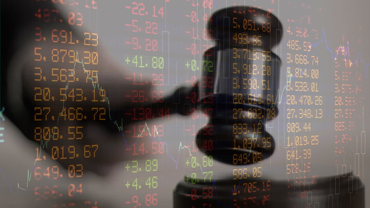 경매관의 망치에 대한 통계 및 금융 데이터 처리의 애니메이션