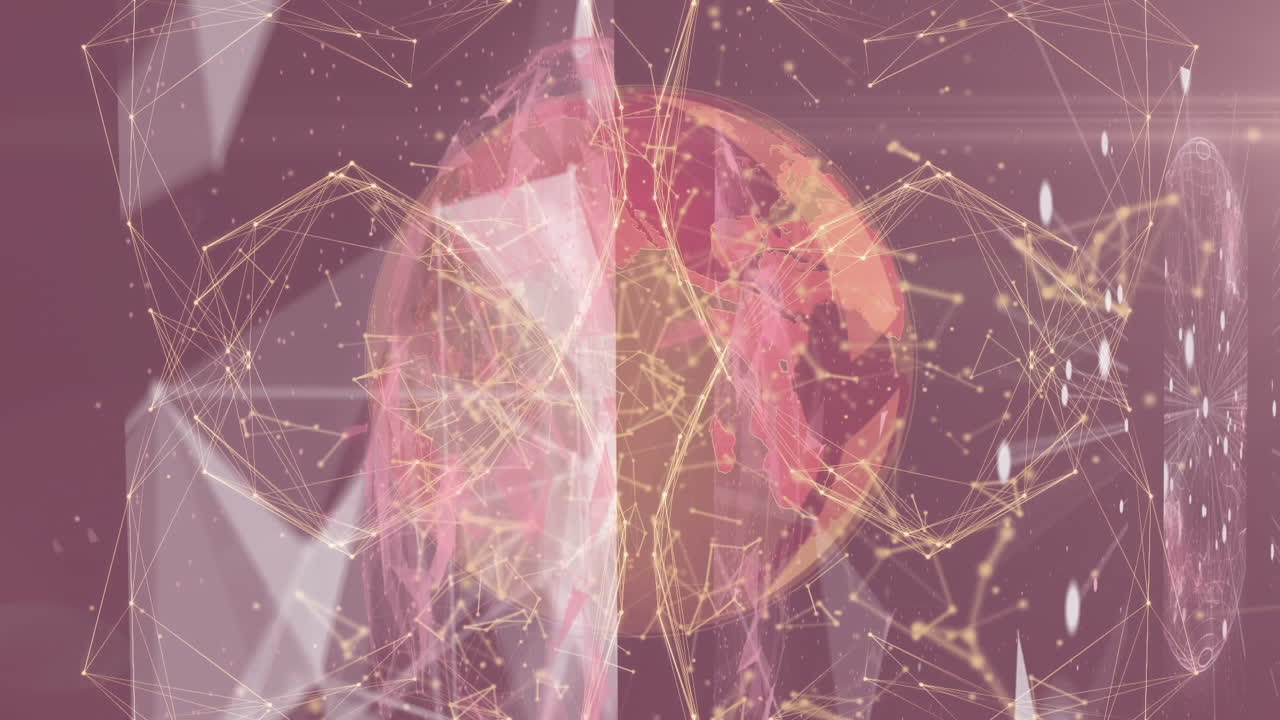 연결 네트워크와 플렉서스 네트워크에 대항하여 회전하는 지구