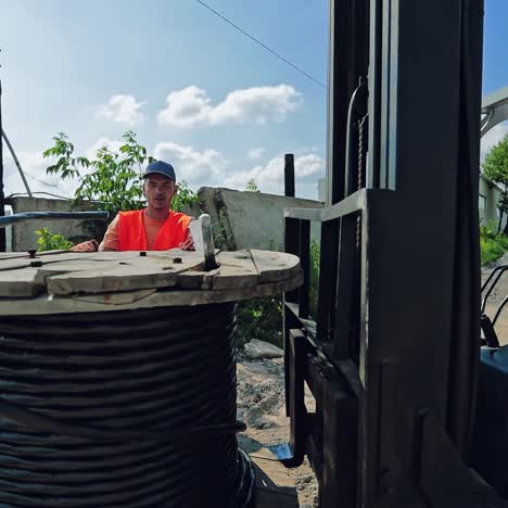 forklift in action on construction
