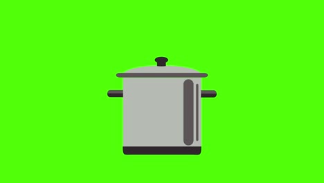 animación de la sartén en pantalla verde tecla de croma, elemento de diseño plano