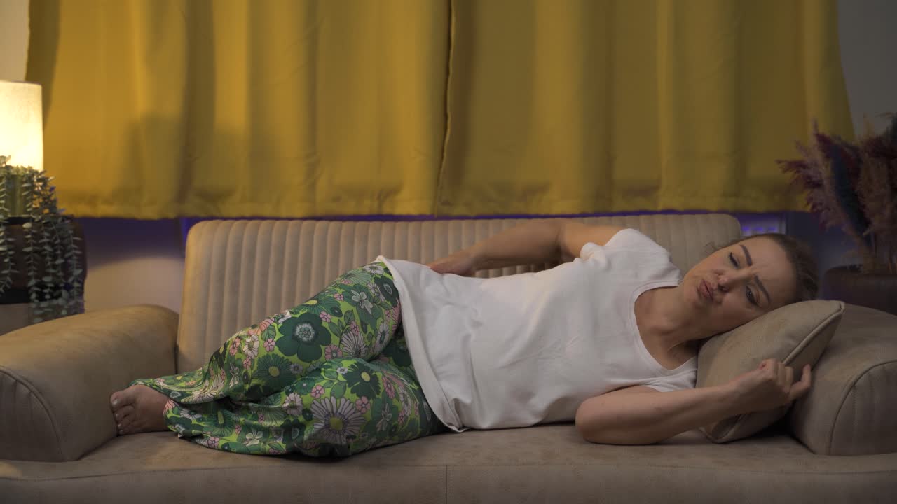 Tired woman falling asleep.