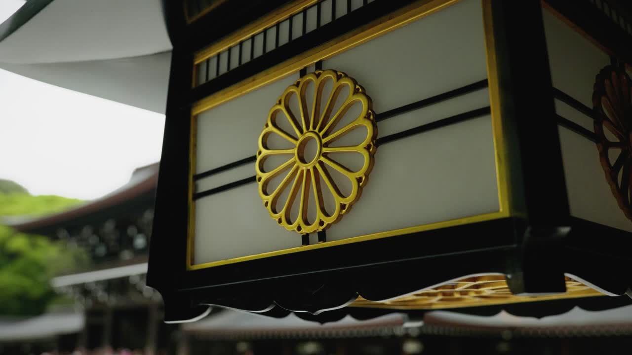 Footage of Meiji Jingu Shrine Temple in the Meiji Sanctuary Park in Tokyo, Japan