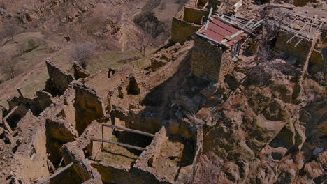 drone shot of old village gamsutl in the mountains