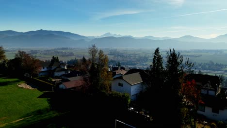 Flying-Above-Abbotsford-Residential-Neighborhood-Located-Near-Sumas-Mountain-In-British-Columbia,-Canada