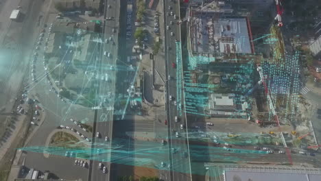 animazione dell'informazione e dell'elaborazione dei dati sul paesaggio urbano aereo