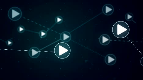 botón de reproducción icono de red enlace de conexión tecnología de bucle animación 4k