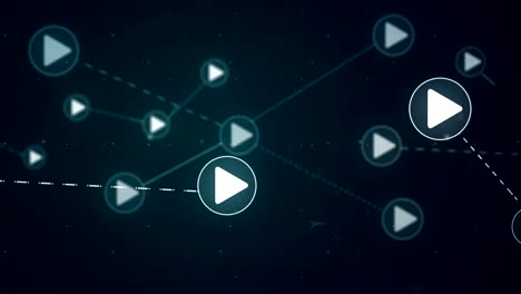 play button network icon link connection technology loop animation 4k