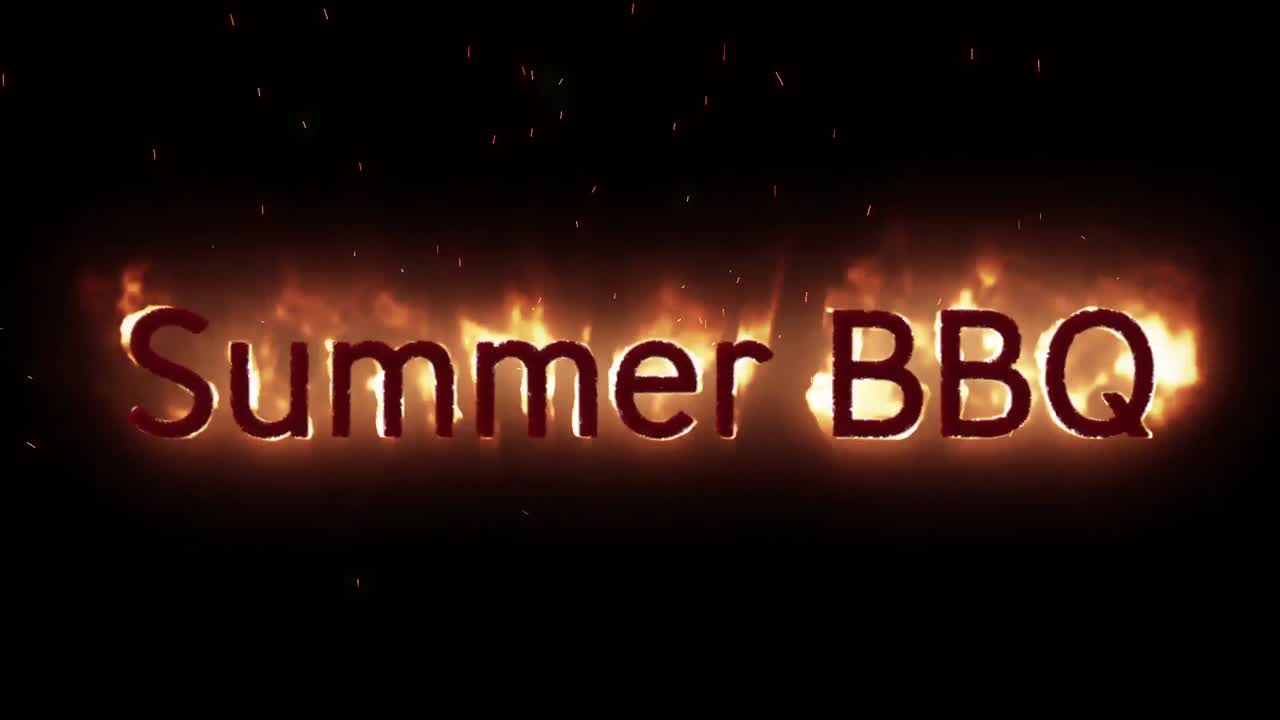 verano bbq texto que aparece en el fuego