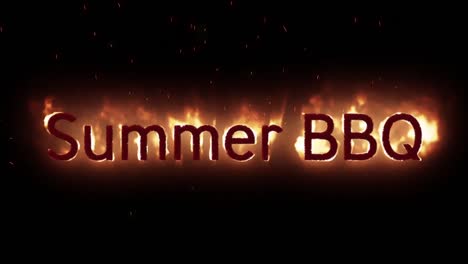 summer bbq text appearing on fire