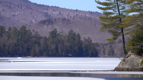 La-Distancia-De-La-Orilla-De-Un-Lago-Congelado-En-Las-Adirondacks