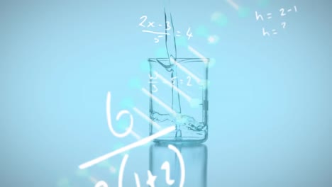 animation of mathematical equations over beaker and dna strand