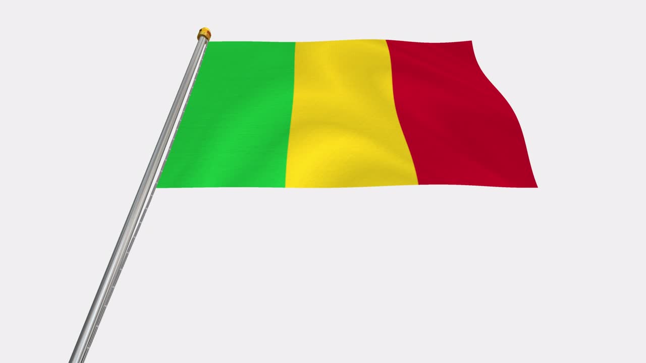 Loop video of Mali flag  fluttering in the wind, slow motion video of 4k , With Alpha channel