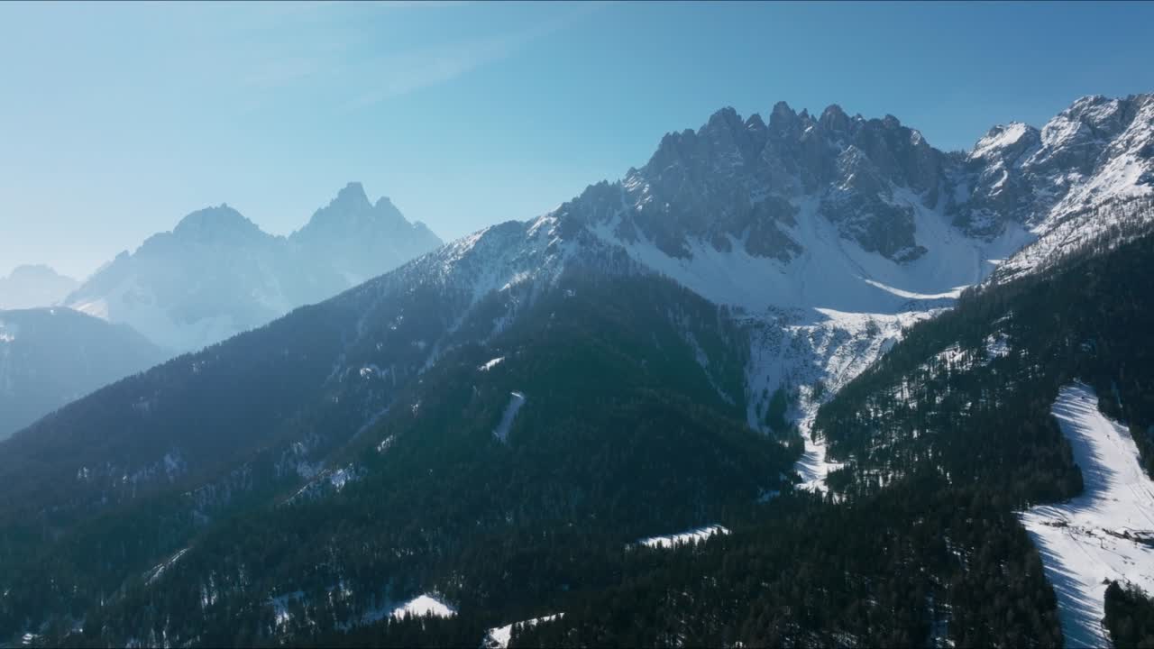 Aerial view of the beautiful Alpine mountains in Italy.