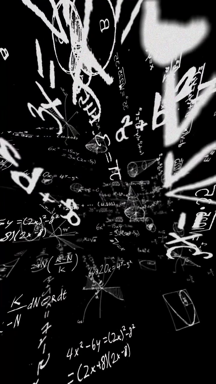3d animation of floating math and algebra calculations like writings on a chalkboard, science concept