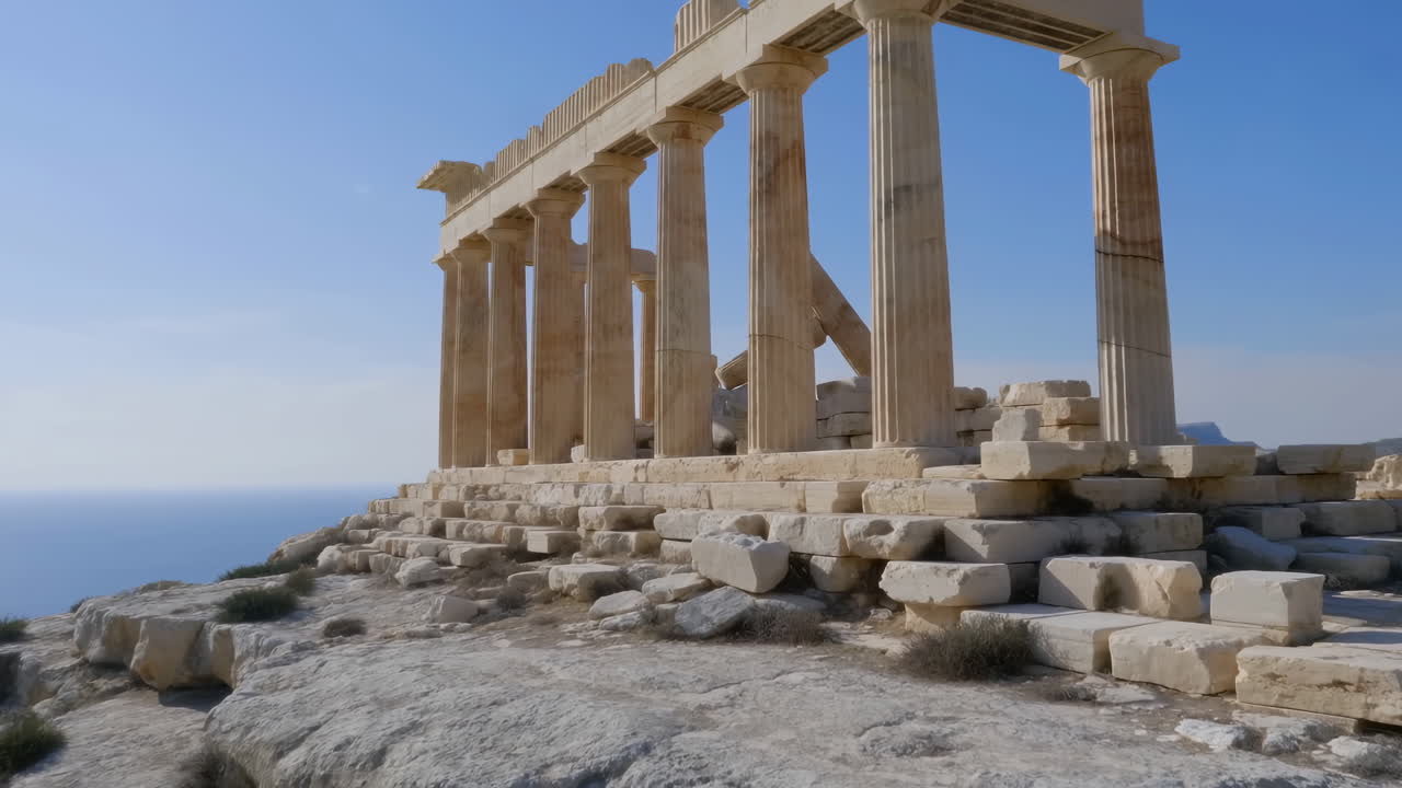 Rovine di un antico tempio greco su una scogliera con vista sul mare