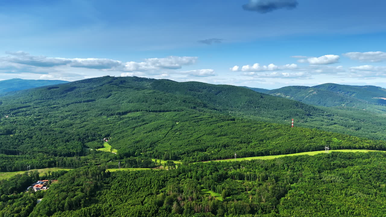 Stunning view of green hills. Green hills under a bright blue sky showcase nature's beauty in a tranquil daytime landscape