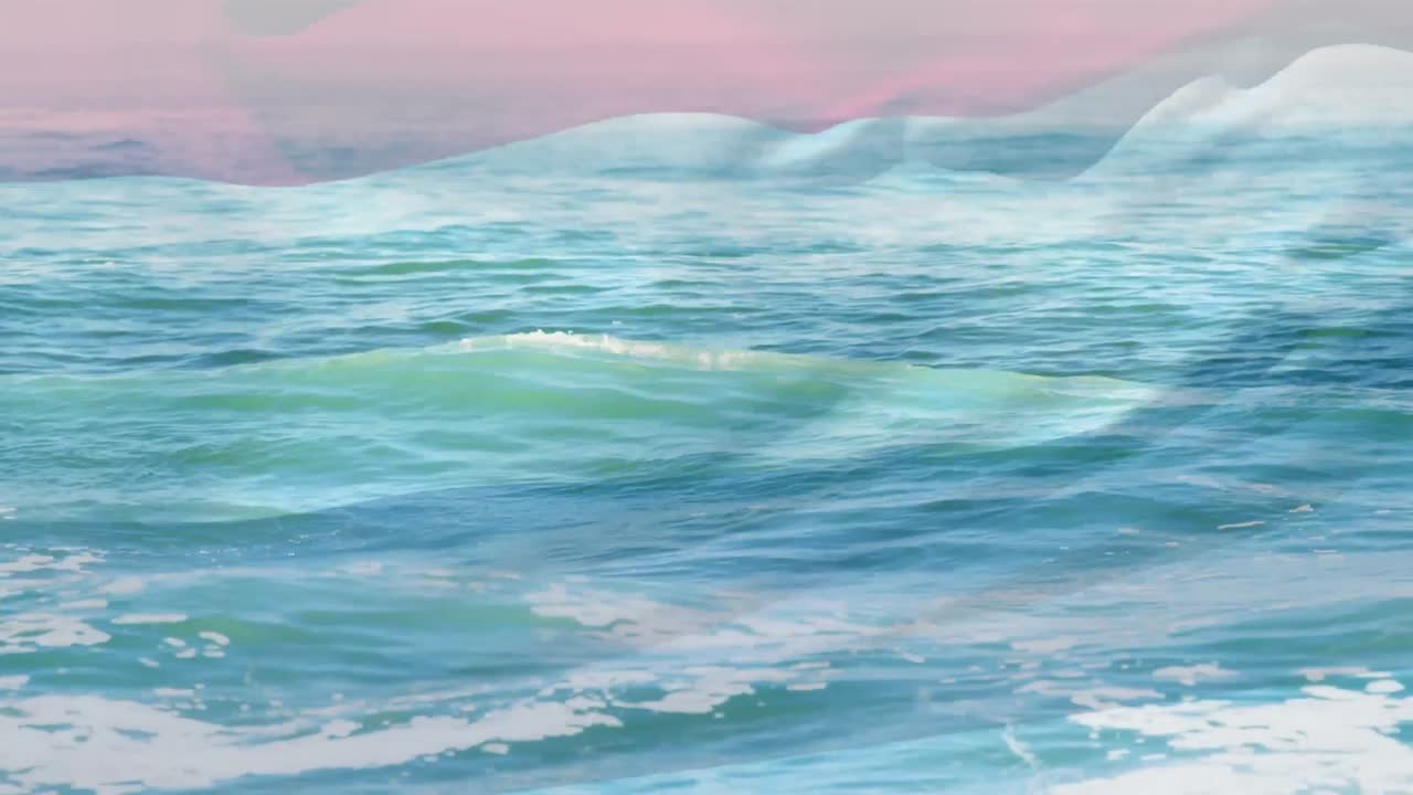 ⁇ 가리의  ⁇ 발이 바다의 파도 위에서 날아다니는 애니메이션