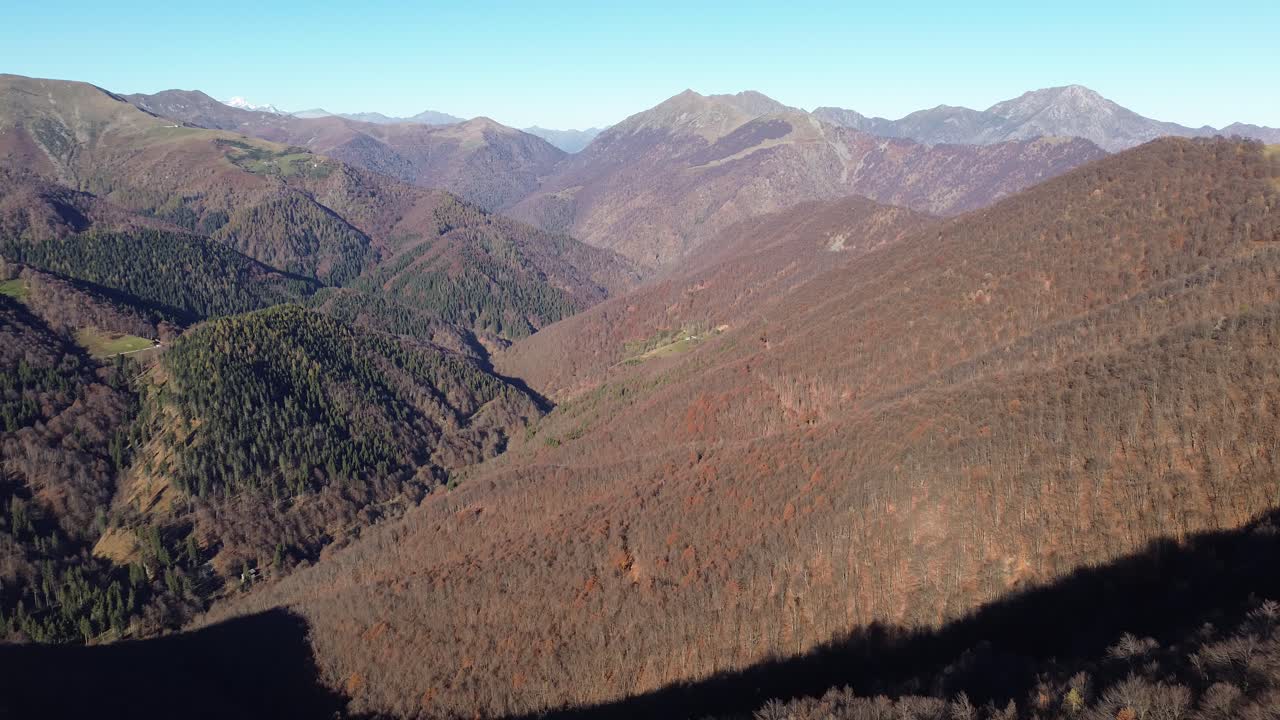 Aerial View of Mountain Range with Autumn Foliage