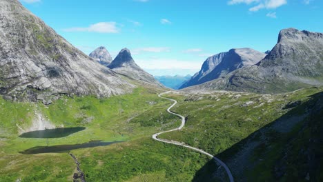 scenic route to trollstigen in reinheimen national park, norway - aerial