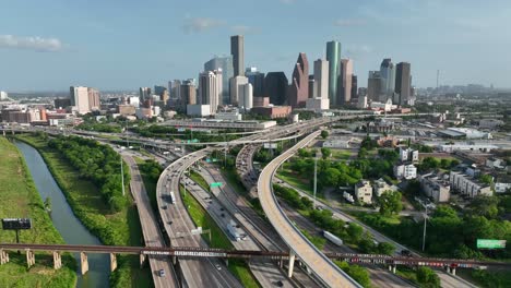 houston texas skyline in harris county tx