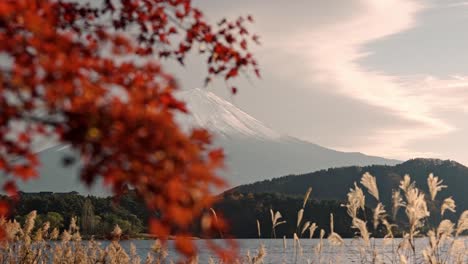 este icónico paisaje japonés captura la belleza del otoño en su apogeo, mostrando la armonía entre la majestuosa montaña y la naturaleza colorida. ideal para viajes, cultura y contenido estacional.