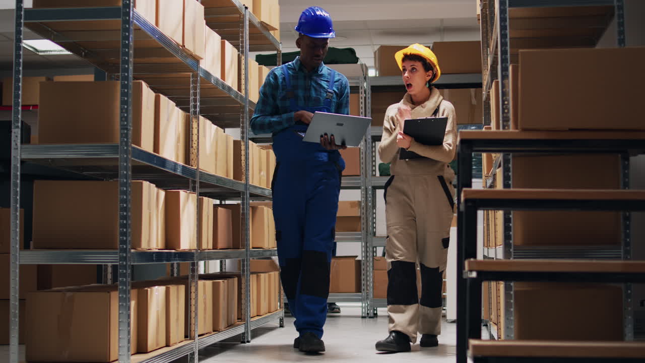 trabajadores del almacén comprobando el inventario