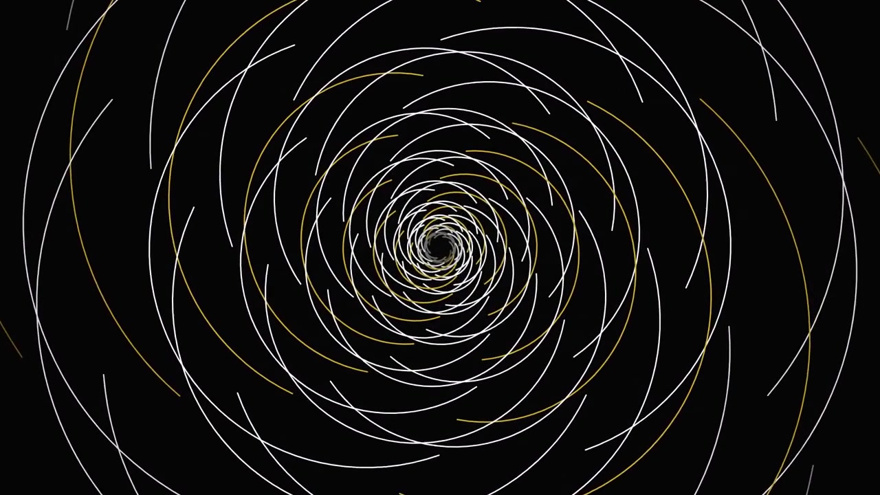 Abstract Rotating Spiral Animation with White and Gold Lines