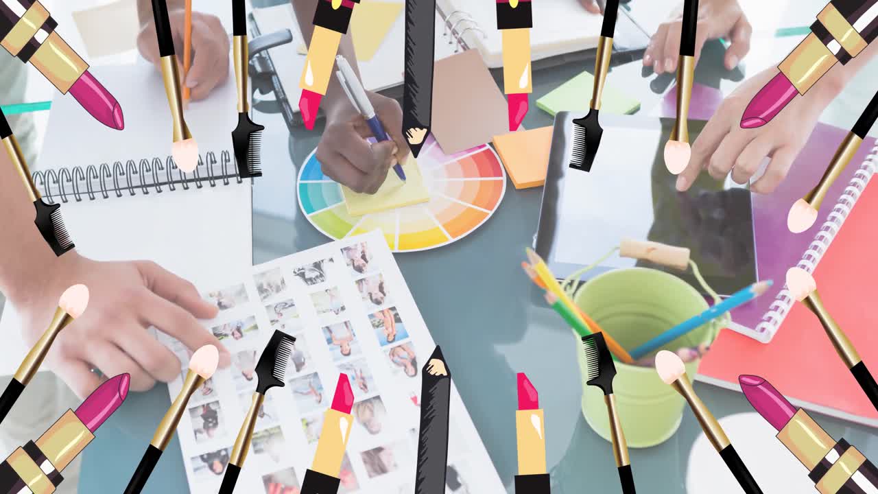 패션 스튜디오에서 반복되는 패션 장비 아이콘의 애니메이션