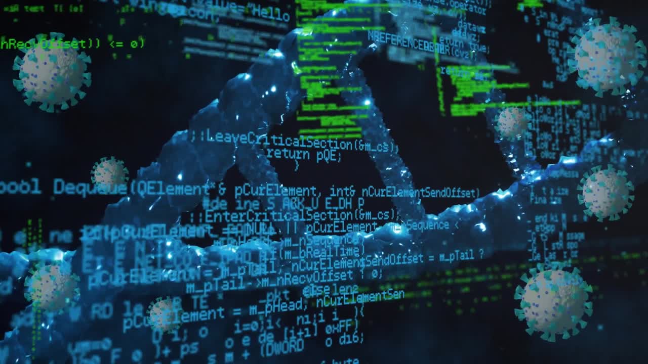 녹색 바탕에 있는 인간 뇌의 디지털 모델에 대한 수학적 방정식의 애니메이션