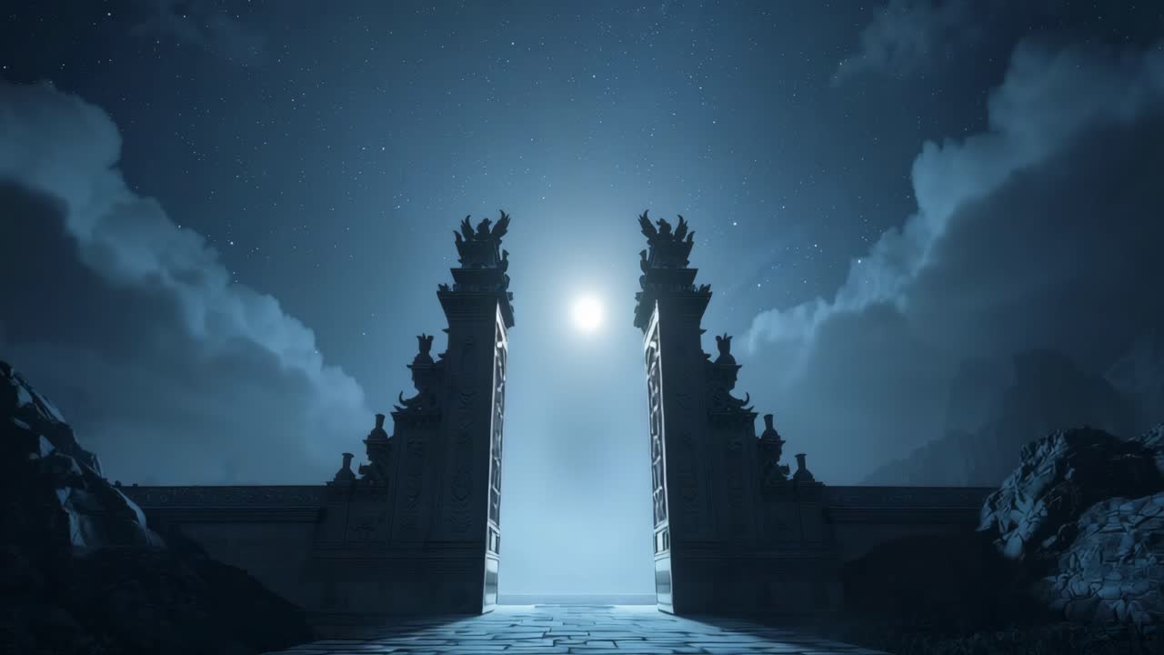 Mystical Gate Under the Moonlight