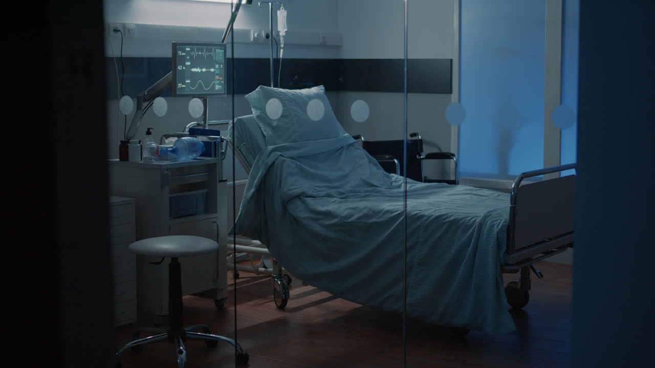 Empty intensive care room on hospital floor