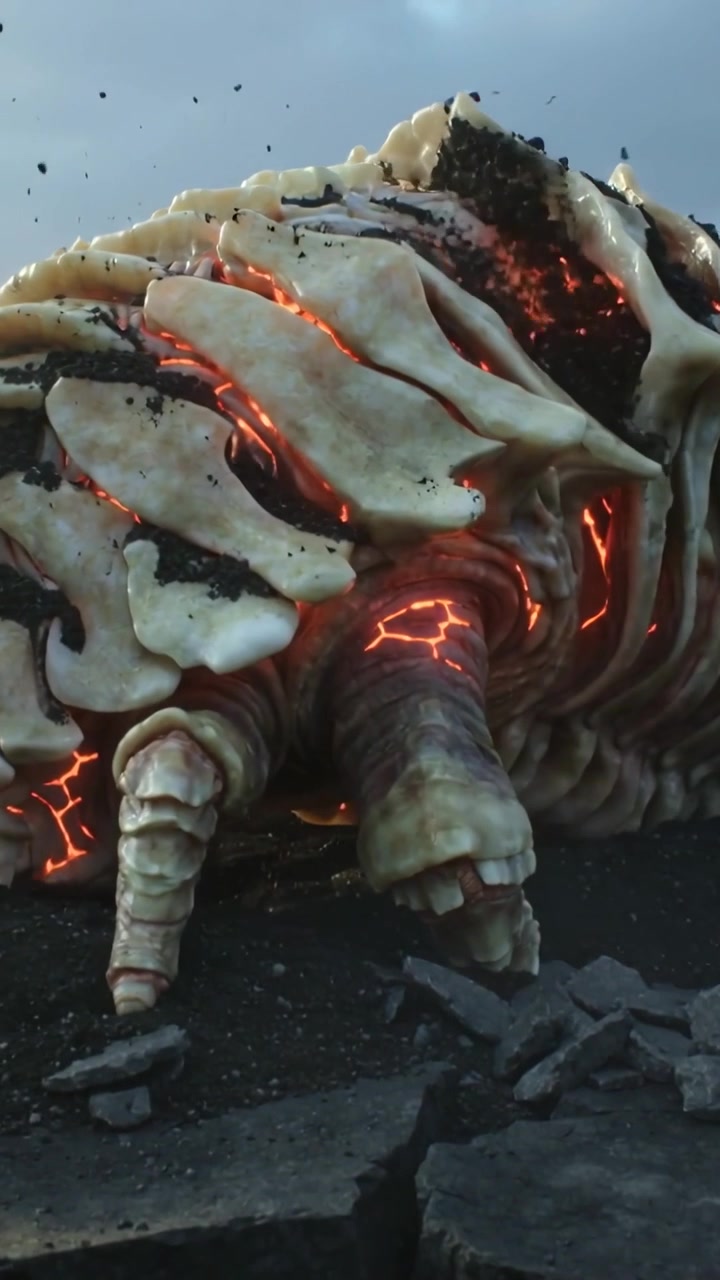 Vertical video: Seeping orange light through plates, plated body pulsing veins showing core on lava