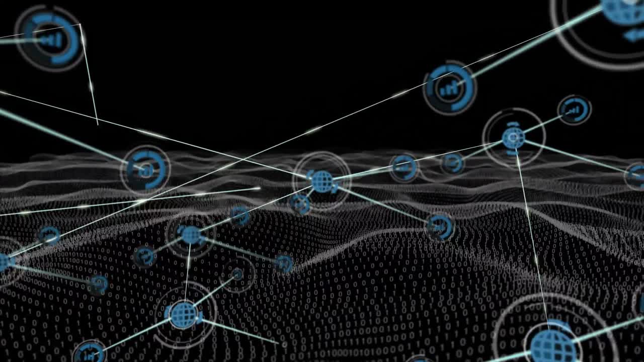 Connectors moving on black digital background