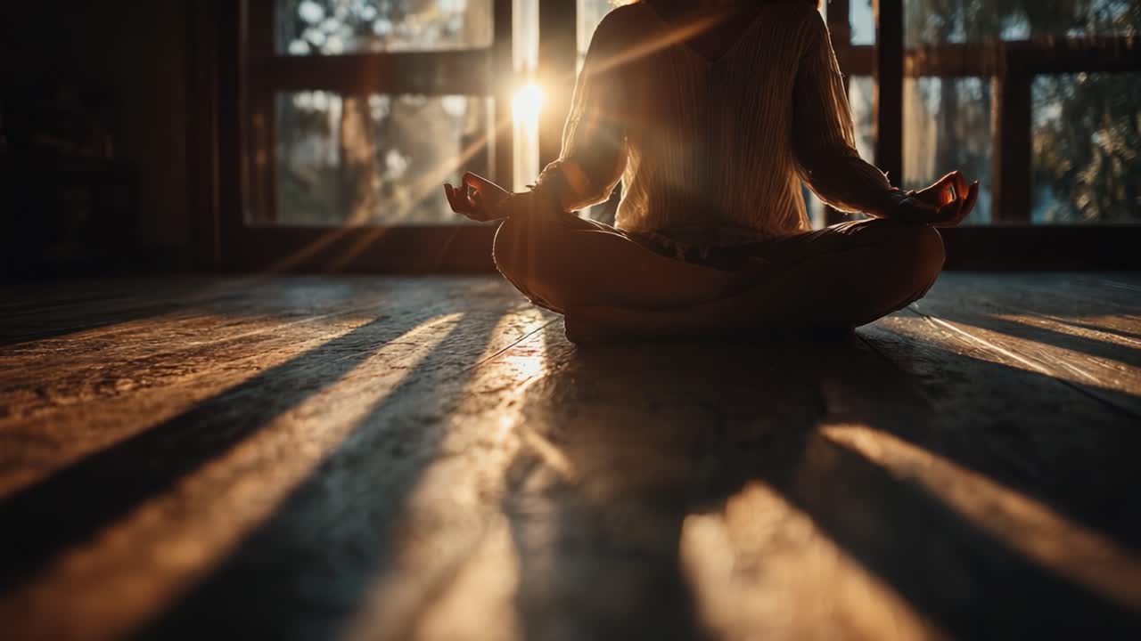 Un Momento Tranquillo di Meditazione, Mentre la Luce Soffusa Filtra attraverso le Finestre, Creando un'Atmosfera Rilassante per la Pace Interiore e la Consapevolezza