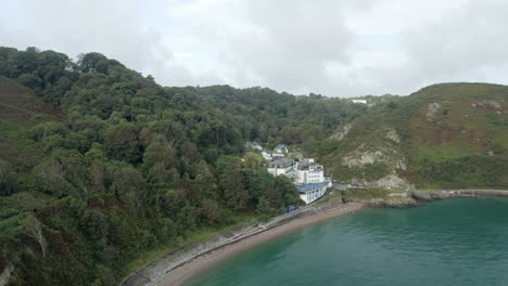 An-aerial-shot-revealing-Bouley-bay-on-the-North-coast-of-Jersey-showing-the-sea-and-coastline