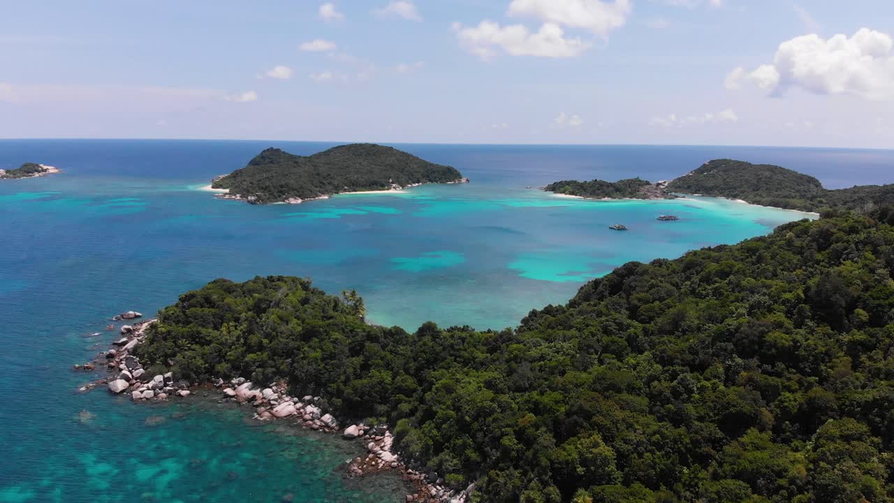 Amazing Riau Islands Indonesia, Crystal Clear Water and the Most Beautiful Beaches and Lagoons, Reef for Diving, Aerial Drone Flyover