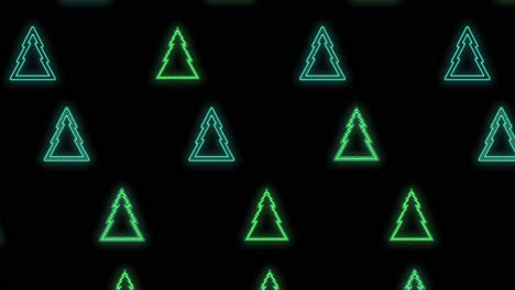 Christmas-trees-pattern-with-neon-led-light-on-black-gradient