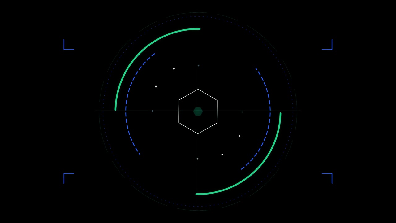 Futuristic Digital HUD Interface with Rotating Circular Elements