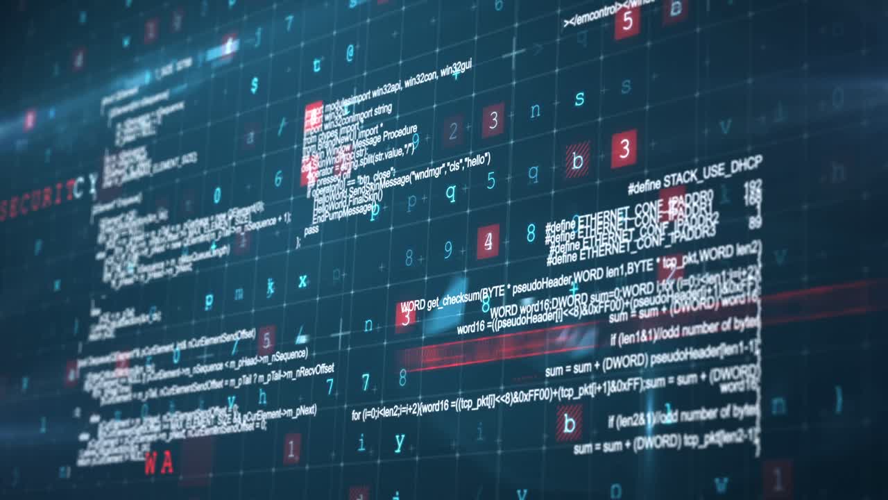 Digital interface screen with security codes concept